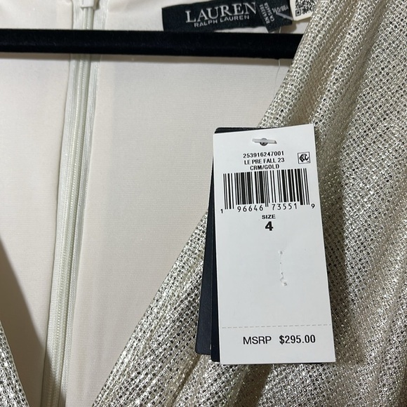 Ralph Lauren Belted Metallic Knit Flutter Sleeve Gown size 4 - Picture 11 of 11